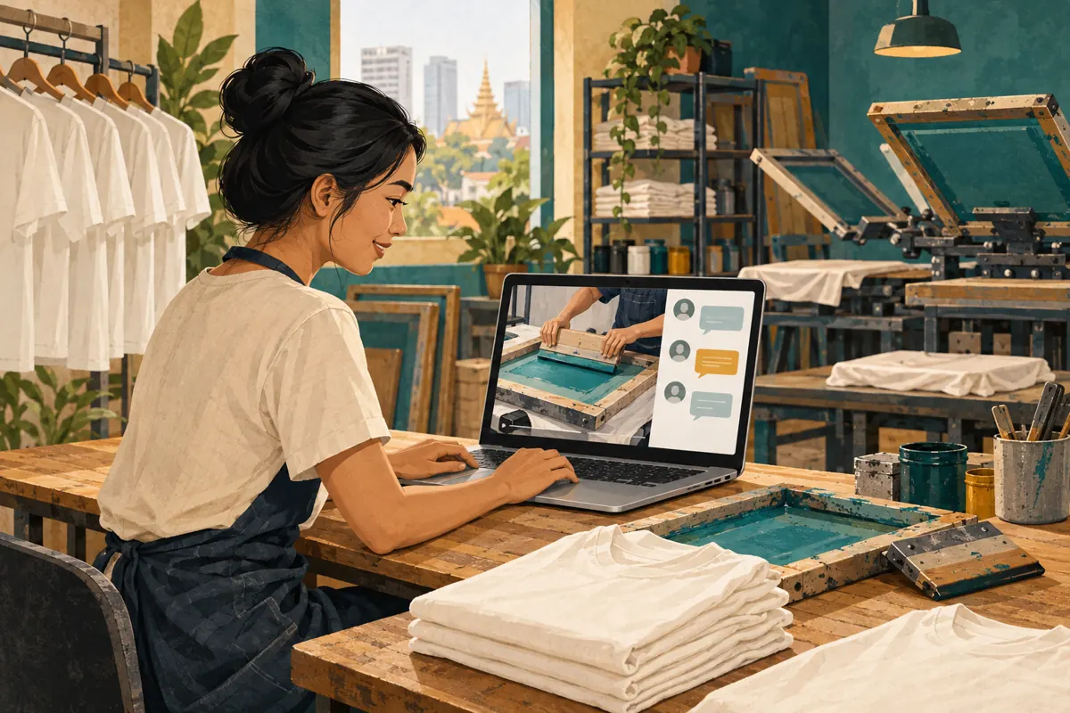 Recorded Demo or Live Printing? YouTube Premieres for Cambodian Screen-Printing Workshops
