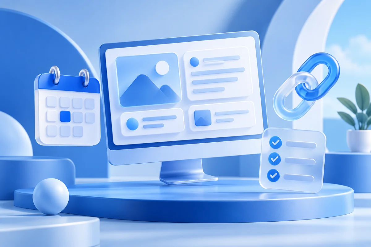 Blue content planning illustration